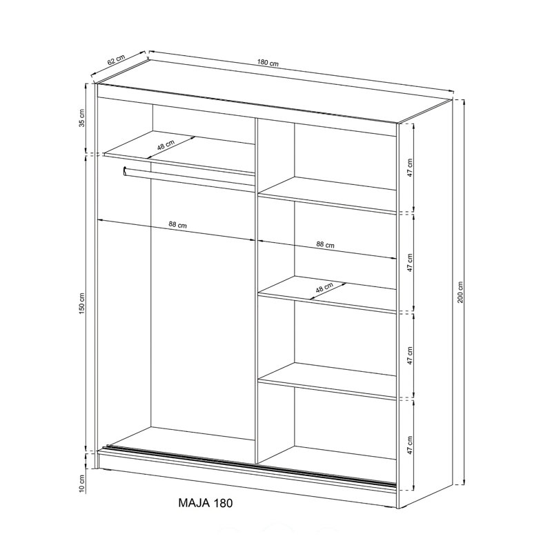 Dahabo 2 Door Solid + Manufactured Wood Wardrobe, White