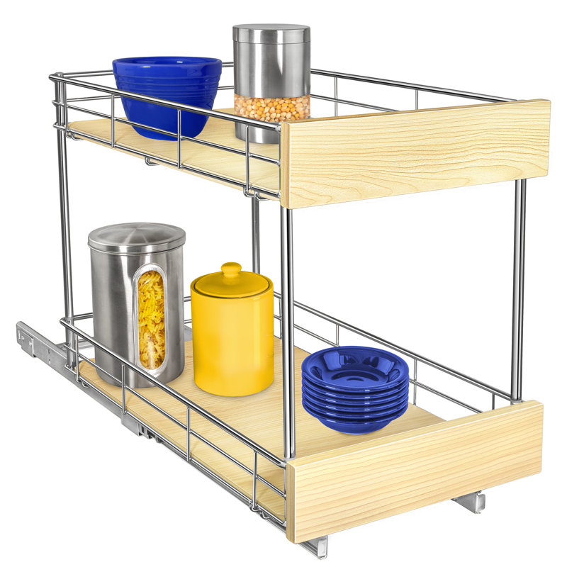 LYNK PROFESSIONAL SELECT Pull Out Cabinet Organizer (2 Tier) Slide Out Drawers for Kitchen, Wood, 11" W