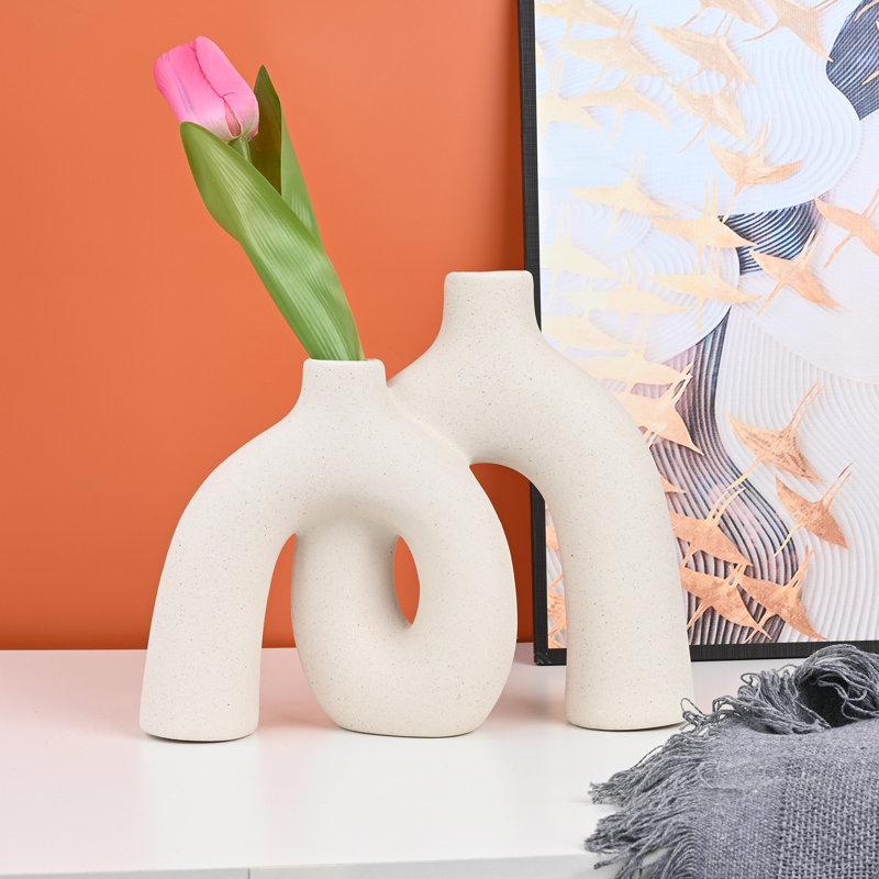 Vase blanc, vase décoratif moderne de style bohème nordique