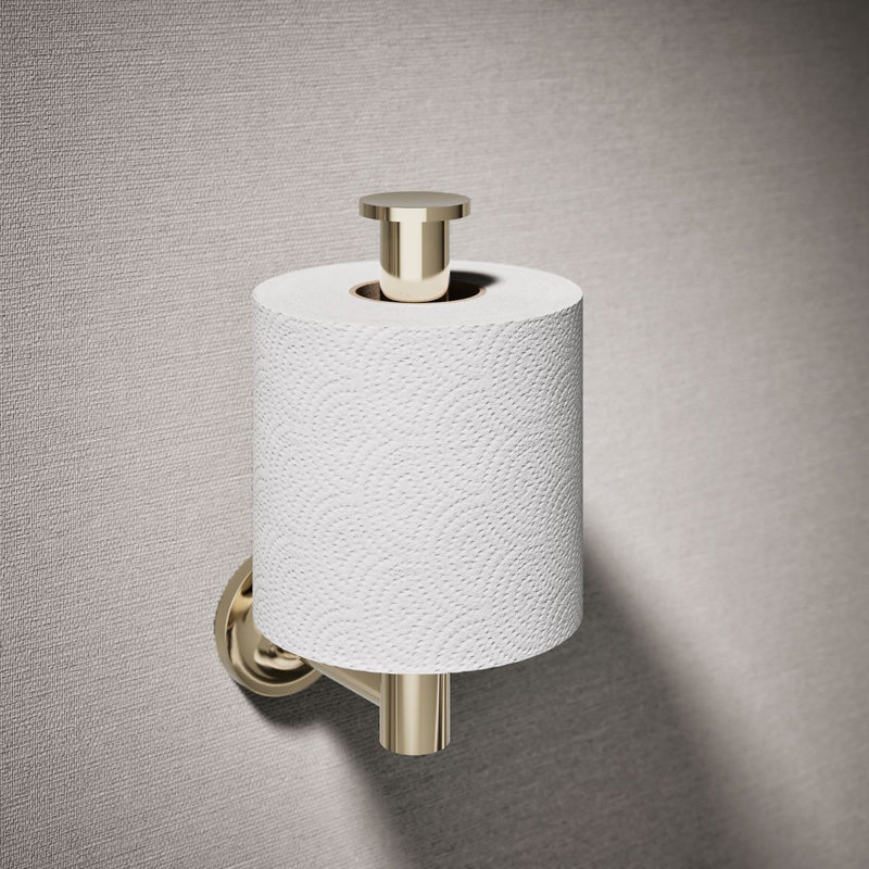 Purist® Vertical Toilet Paper Holder, Wall-Mount Bathroom Toilet Paper Holder, Vibrant French Gold