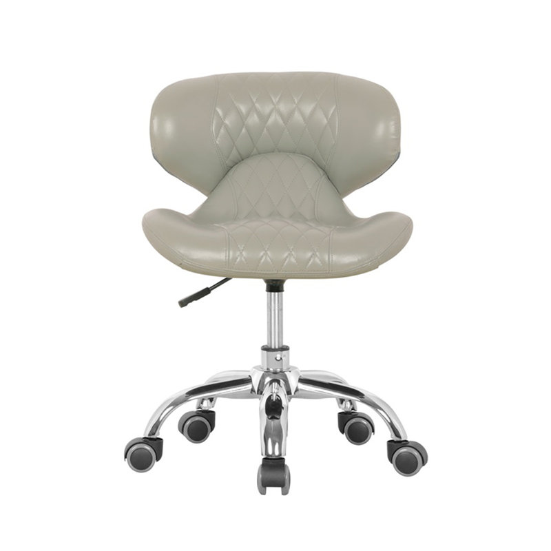 Zedek Backed Adjustable Height Ergonomic Industrial Stool with Removable Casters/Wheels, Gray