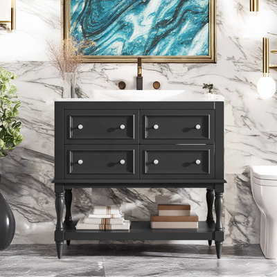 Freestanding Bathroom Vanity Set with 4 Drawers
