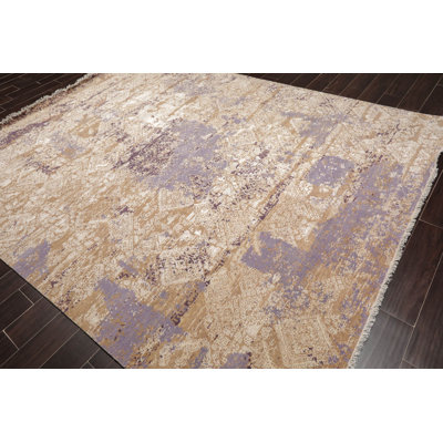 Tapis lavande noué à la main de conception unique 8 pi x 10 pi