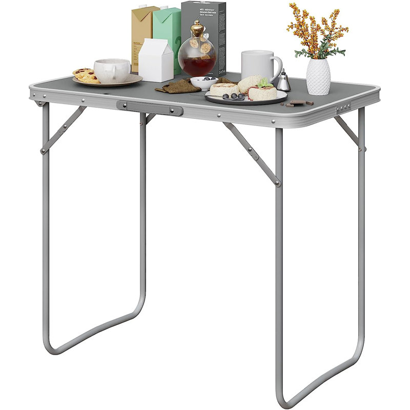 Bex Rectangular Wood Metal Folding Outdoor Camping Table , 80cm cm W 50cm cm D, Grey