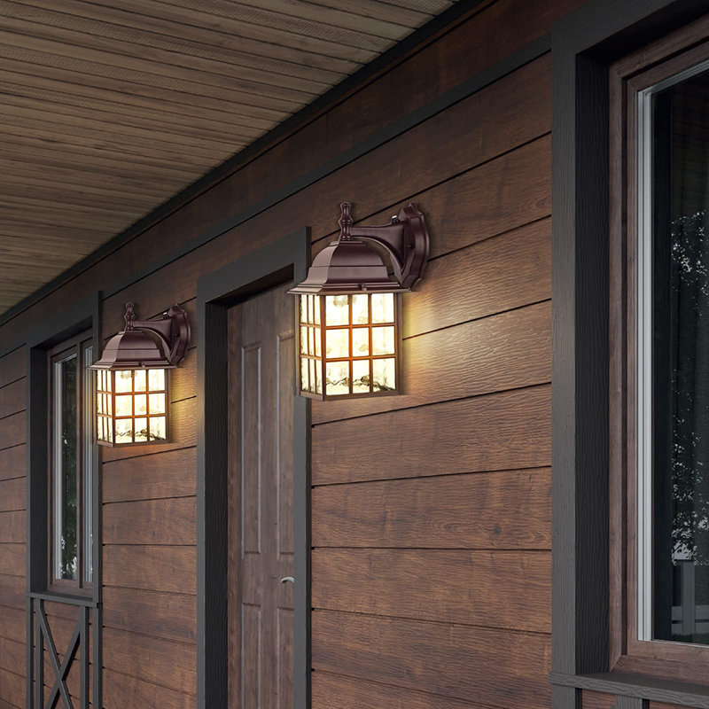 Dusk to Dawn Outdoor Wall Lantern 2 Pack (Bulbs not Included), Bronze