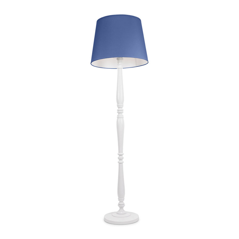 Arialdo 156cm Traditional Floor Lamp, Matte White, Navy Blue