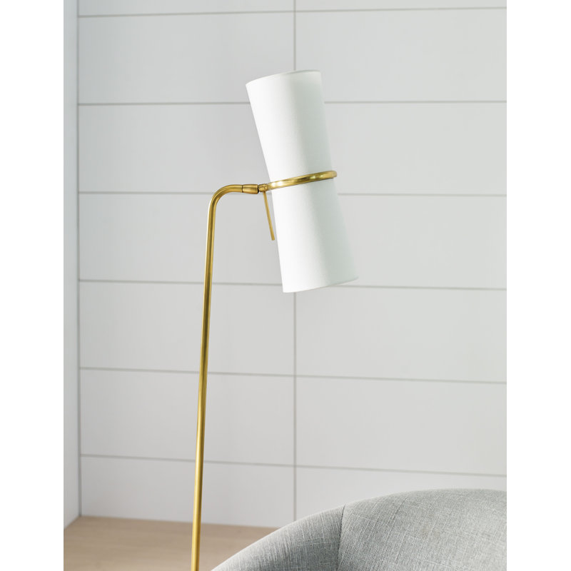 AERIN Clarkson Floor Lamp, Black/Hand-Rubbed Antique Brass