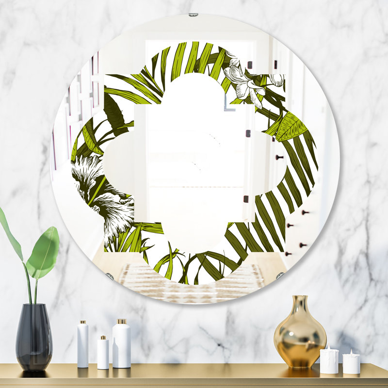 Miroir mural sans cadre en forme de palmier i quadrilobe, H 24 po x l 24 po
