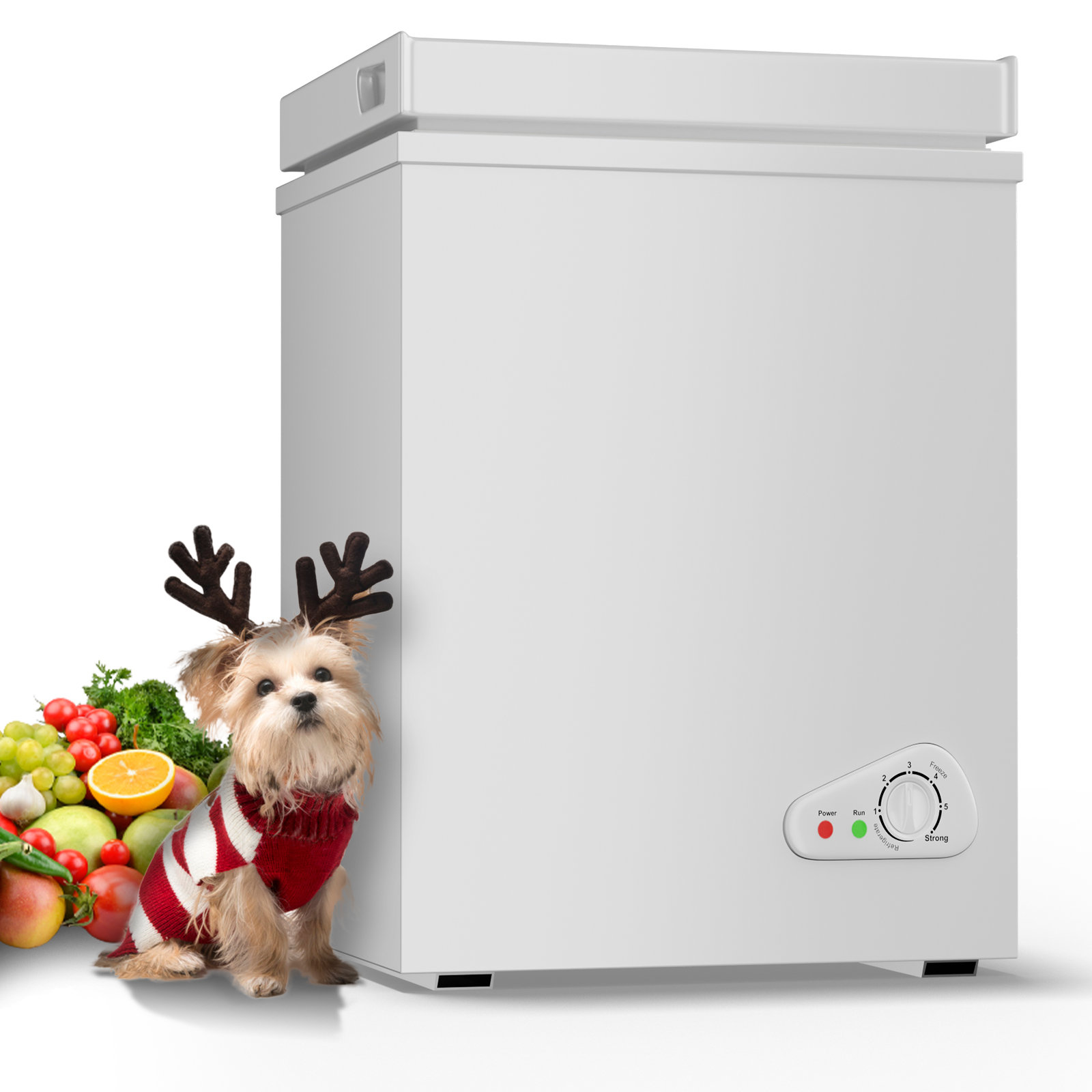 5.0 Cu Ft Compact Chest Freezer, Garage Ready Deep Freezer with 7 Level Adjustable Thermostat | Fridge.com
