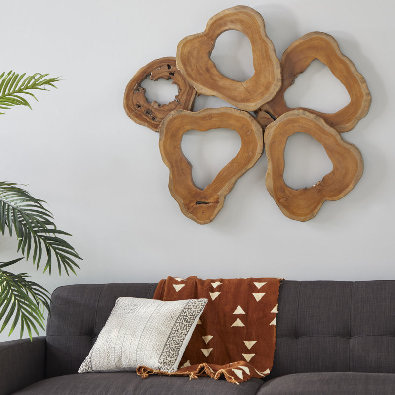 Teak Wood Handmade Live Edge Abstract Brown Wall Decor