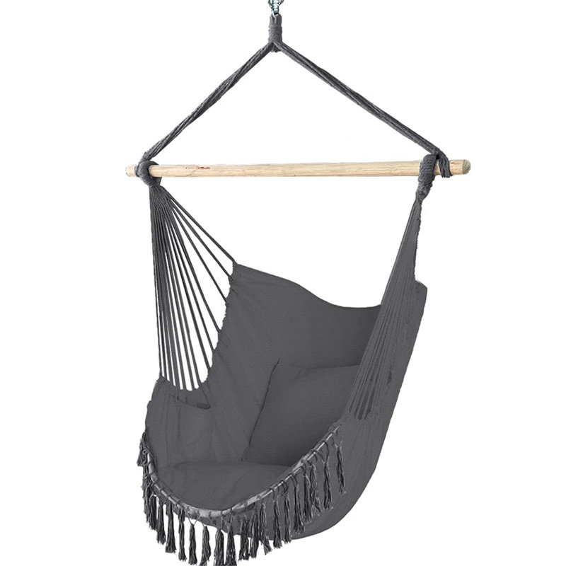 Hanging Chair With Cushion, Hammock Swing Chair, Gray