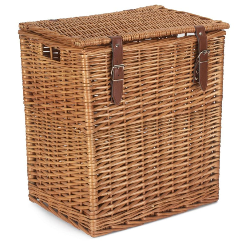 Bay Isle Home Small Antique Wash Vintner Storage Wicker Picnic B Wicker Decorative Basket, Brown