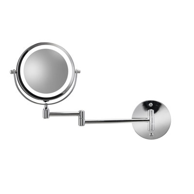 Croyde Chrome Small Round Wall Mounted Magnifying Mirror with Lights