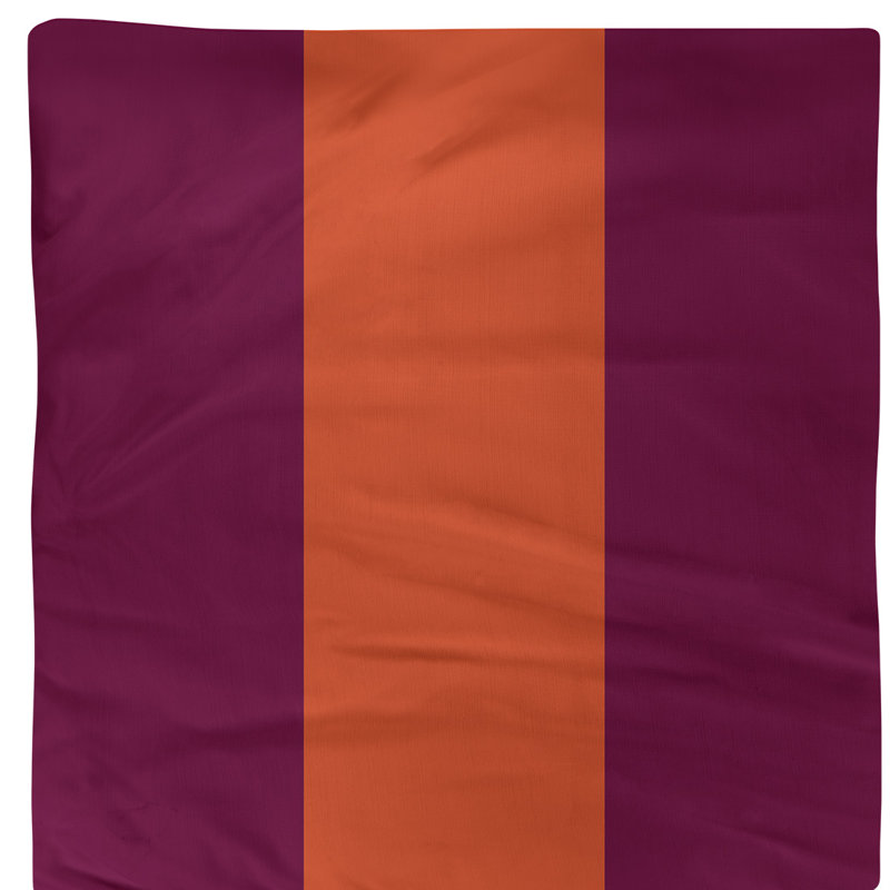 Striped Square Napkin, Maroon/Orange/Maroon, Cotton Twill, 10" H x 10" W x 0.25" D