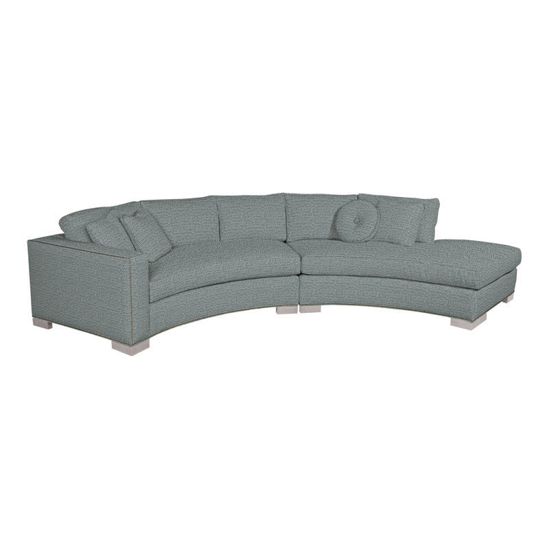 Canapé modulaire courbé 2 pièces Michael Weiss, Mélange de lin cobalt Tuck, Oui, Gris colombe