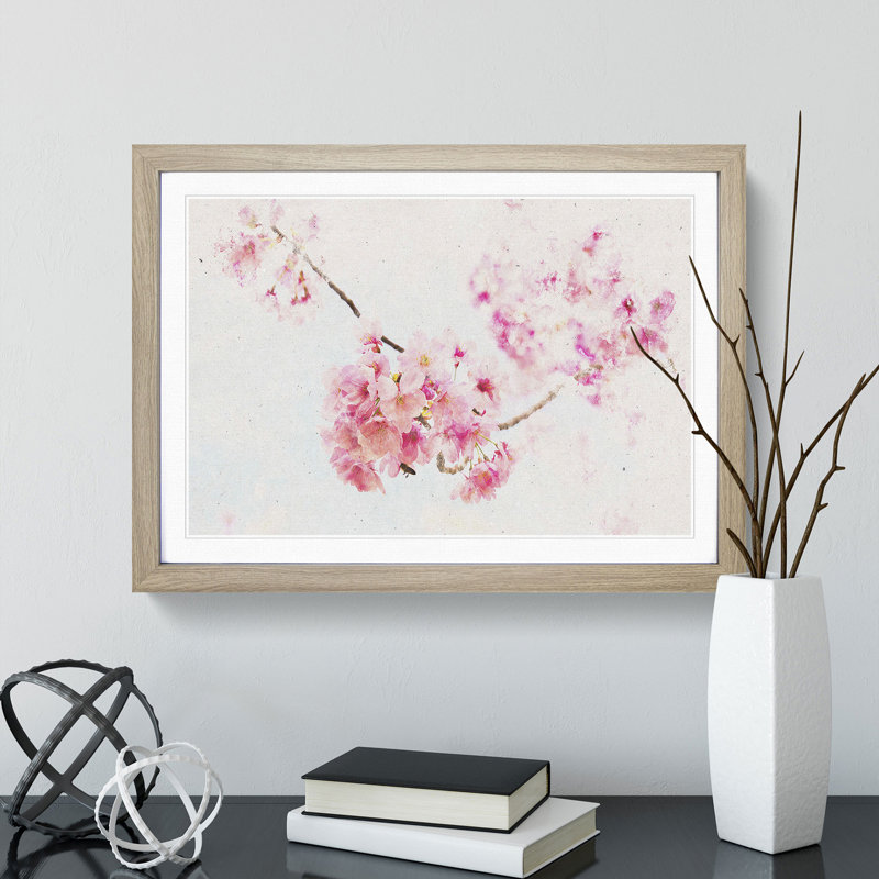 Pink Sakura Blossom Tree in Bloom - Picture Frame Graphic Art Print, 62cm H x 87cm W x 2cm D, Oak Framed