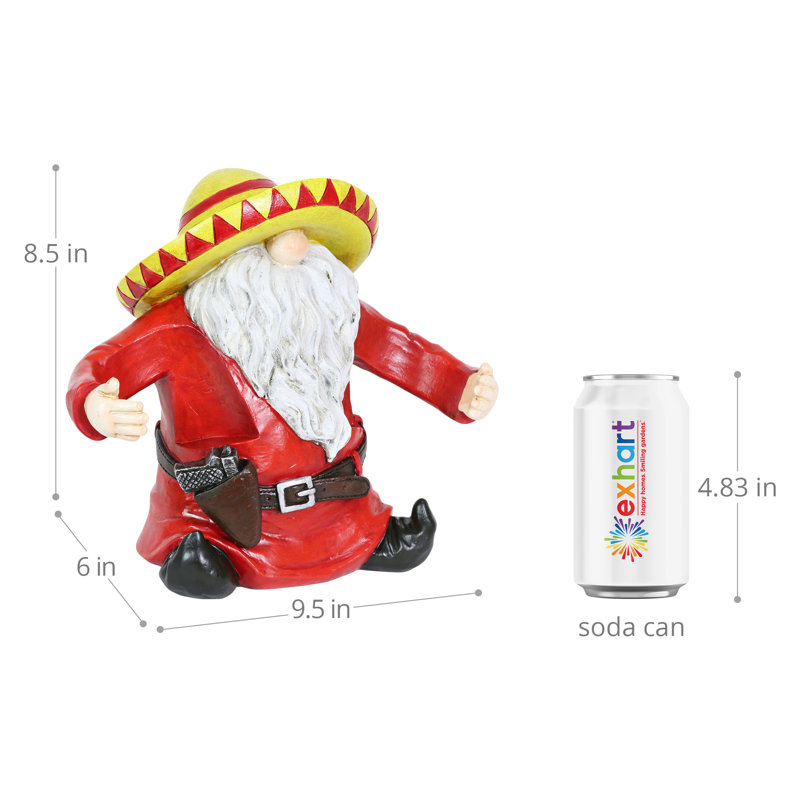 Hand Painted Red and Yellow Gnome Statue with Drink Holders