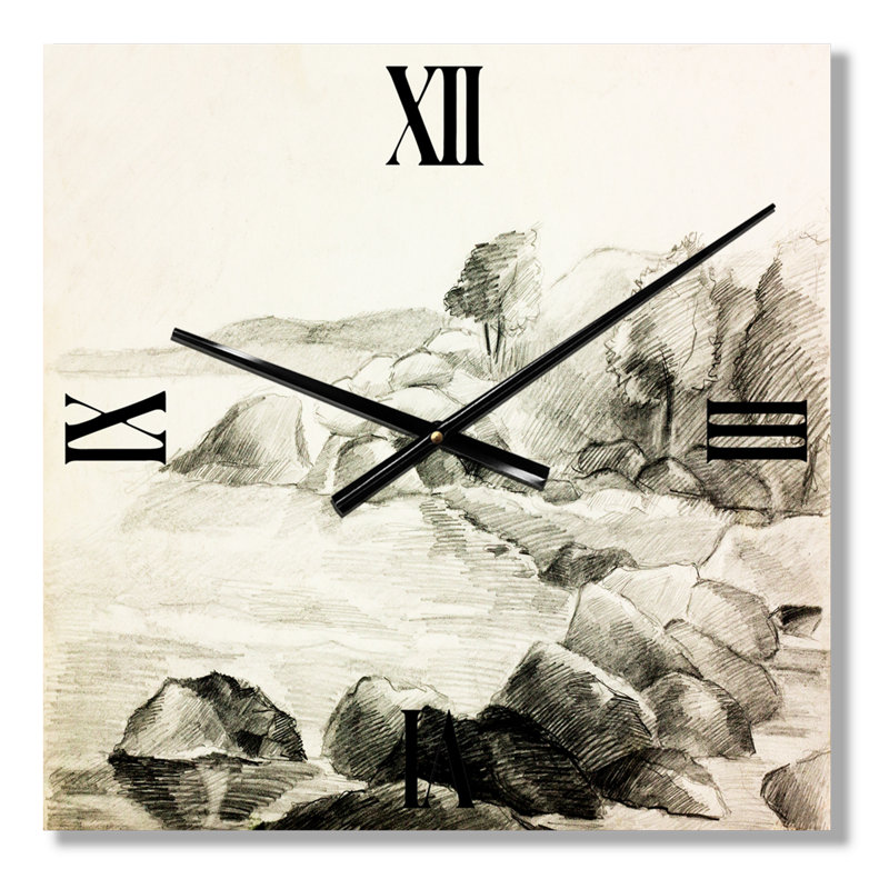 Horloge murale nautique et côtière monochrome Lake Shore, Grand