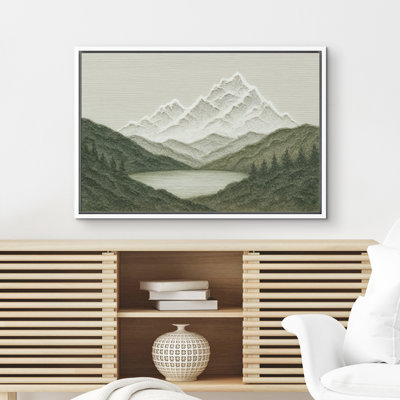 «Snow Capped Mountain», toile de fond inspirée de la nature, impression sur toile, lac serein et sommet, reproduction d'art sur toile encadrée