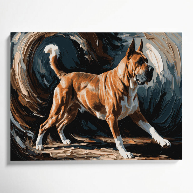 «Dogs Tosa», art mural sur toile noire, H 16 po x l 20 po