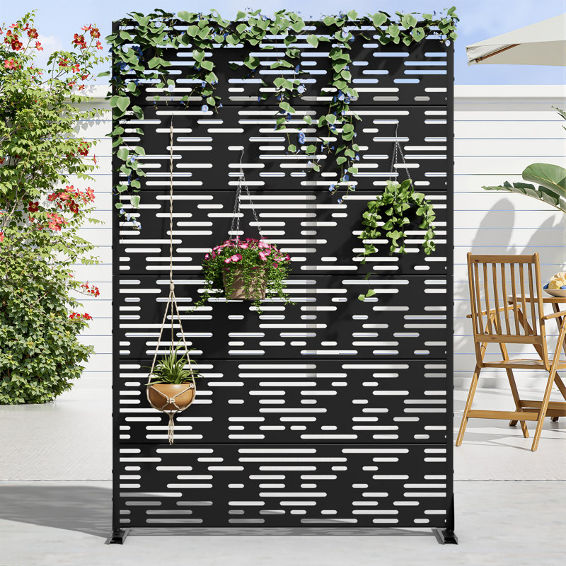 Panneau de clôture en métal pour l'extérieur, Noir, H 72 po x l 47 po x P 16 po