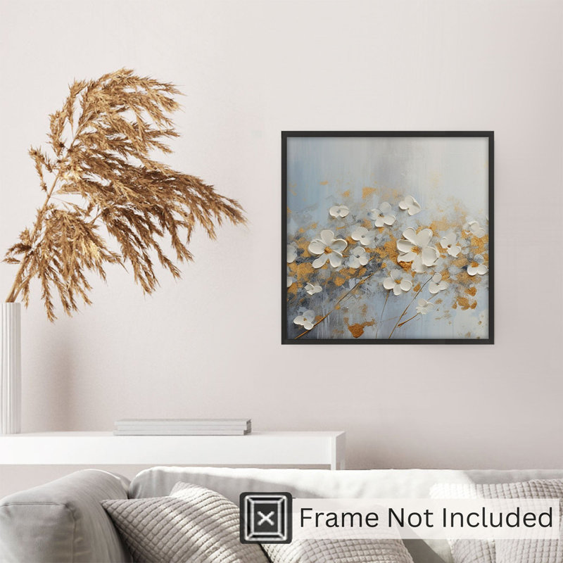 Impression florale transitionnelle sans cadre, H 18 po x l 18 po