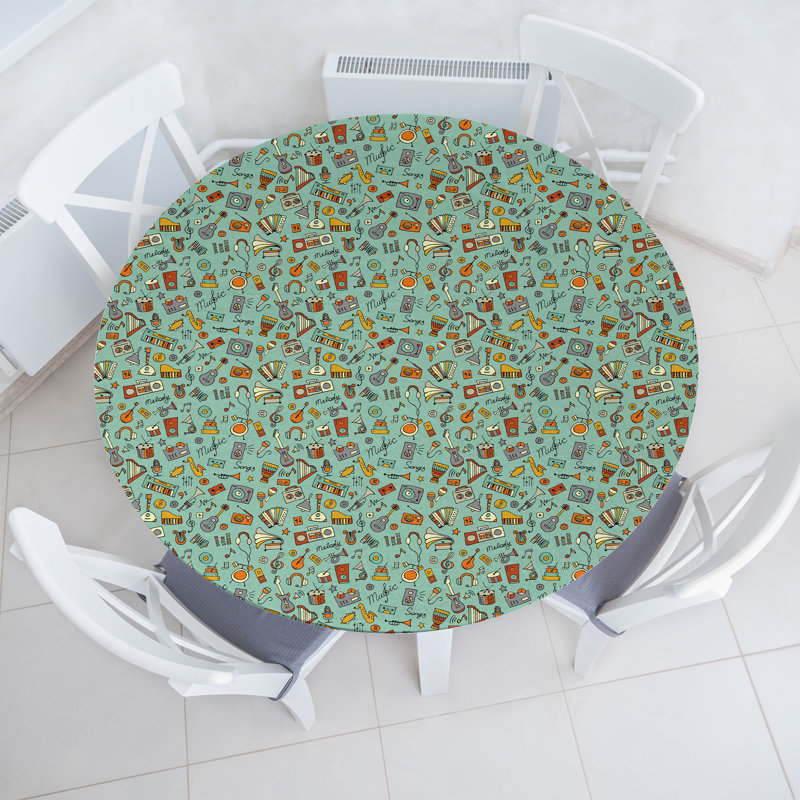 Ambesonne Fitted Round Tablecloth, 47.24" Round, Multicolor