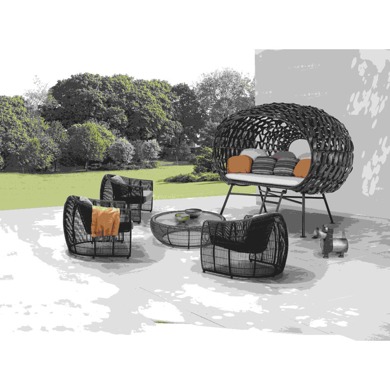 Outdoor 6 - Seat Patio Daybed, Canvas Antique Beige, Brown