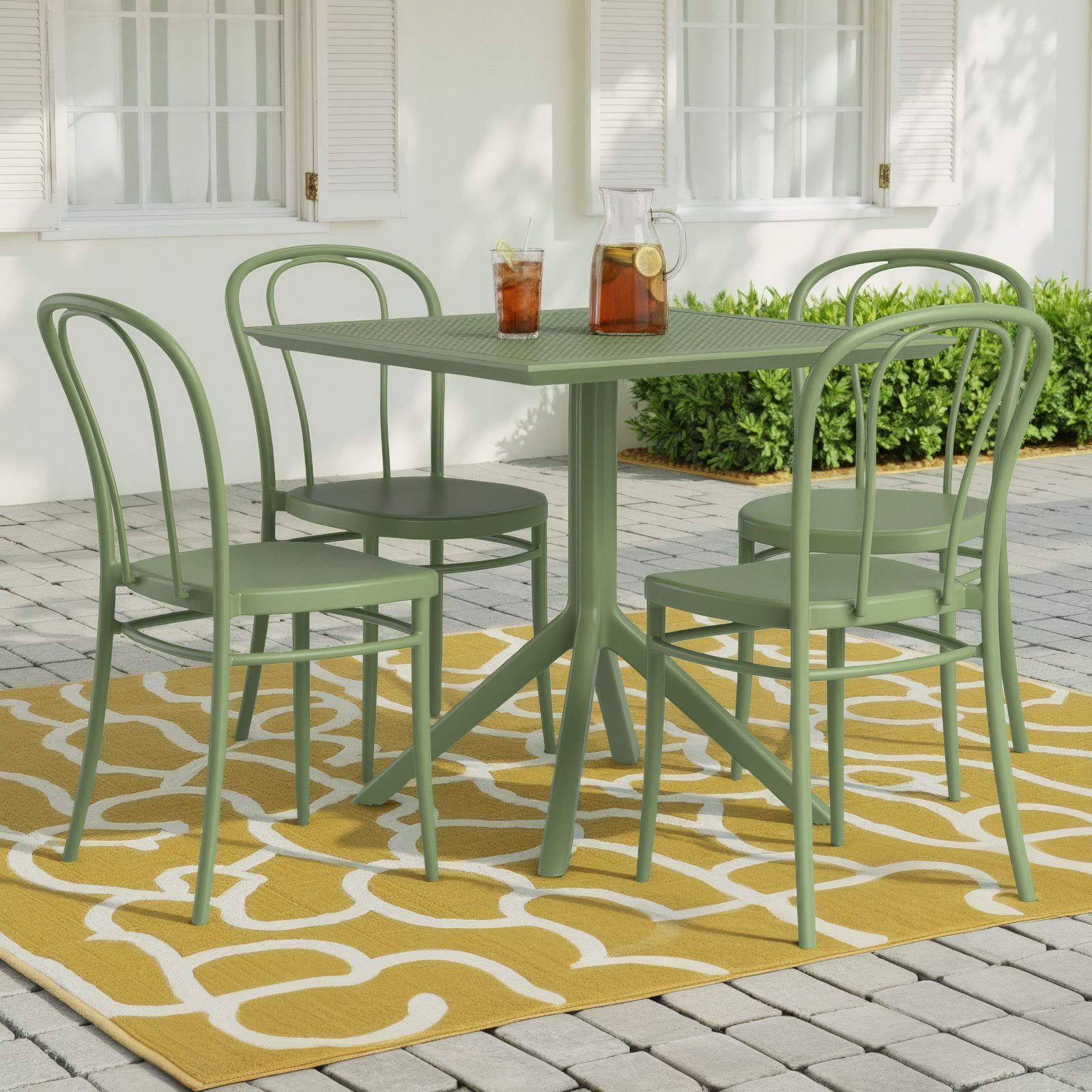 Farrah 32" Patio Dining Set, Olive Green