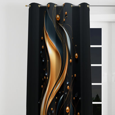 Avinash II - Abstract Grommet Curtain - Velvet Room Darkening - 1 panel