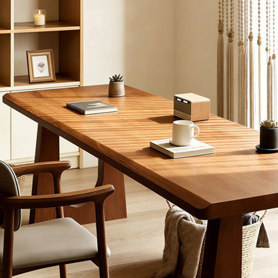 Simple Solid Wood Pine Brown Desk