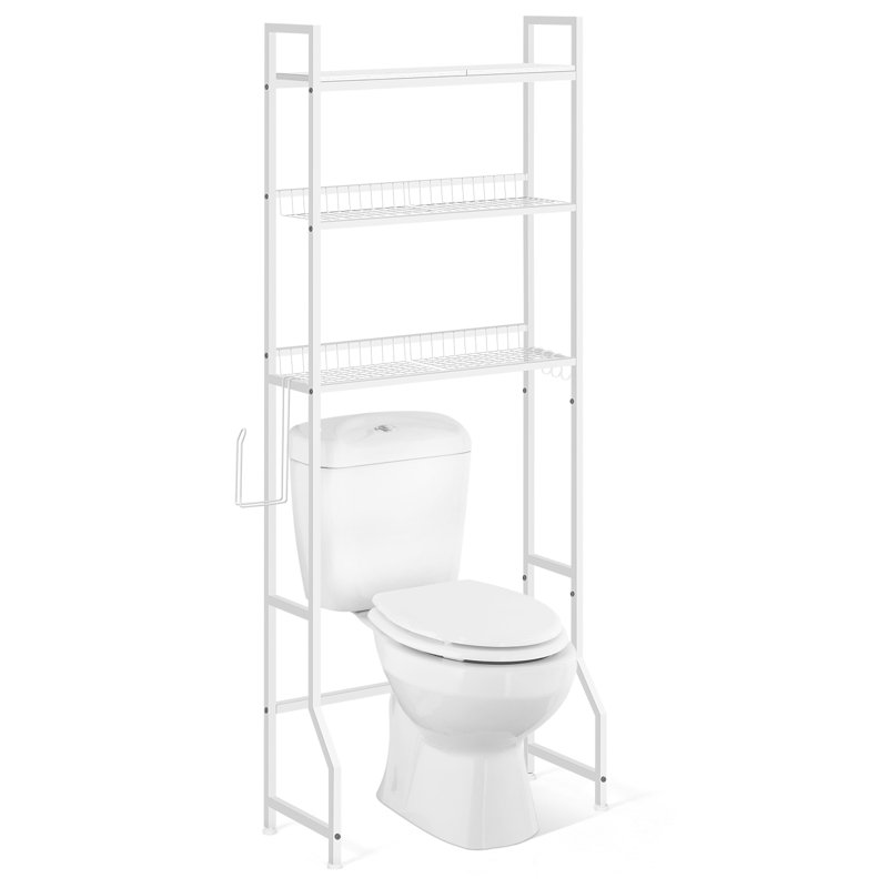 White Toilet Storage Rack with Shelves