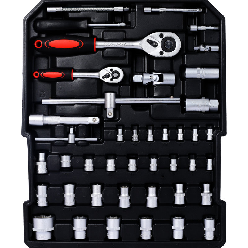 899 Nécessaire de réparation pour la maison - Valise roulante en aluminium argenté Outils complets pour les propriétaires et les amateurs de bricolage
