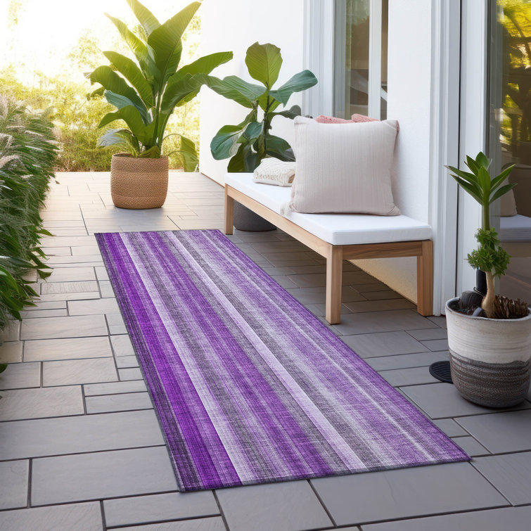 Kinslee Washable Striped Indoor / Outdoor Rug