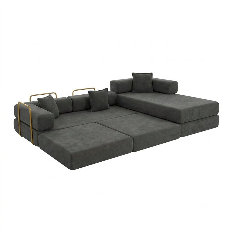 Canapé modulaire 108 po Mid-Century, Gris