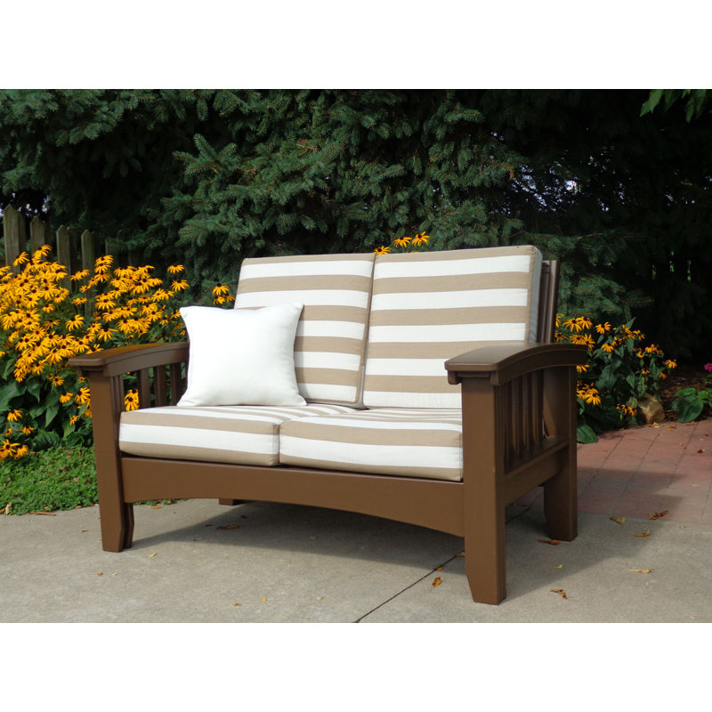 Causeuse avec coussin Stiefel, Brun chocolat, Sunbrella® beige bruyère