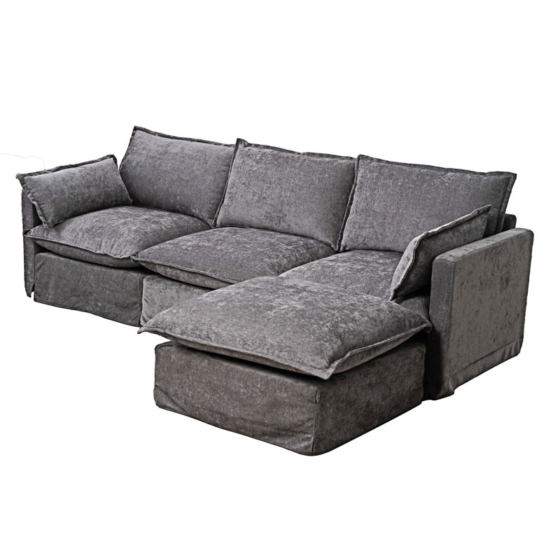 Modular Sectional Sofa Couch With Movable Ottoman