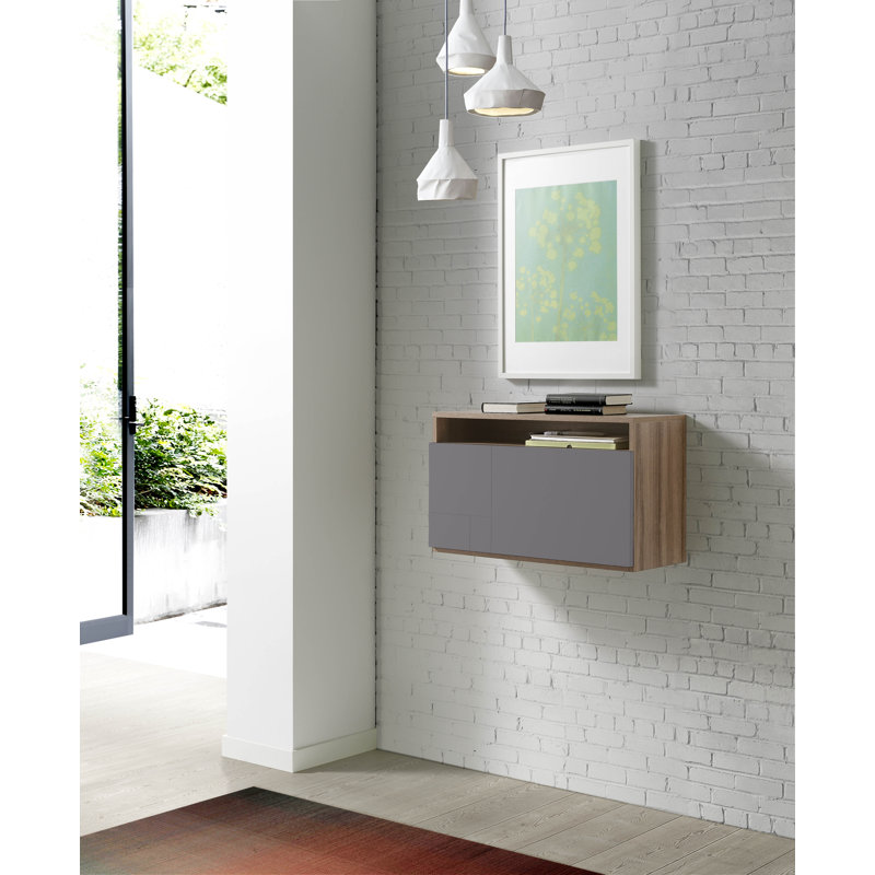 Fryman Floating Desk, Grey/Walnut