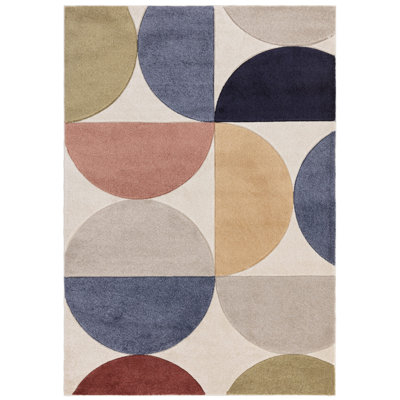 Lowellville Geometric Blue/Red/Beige Area Rug