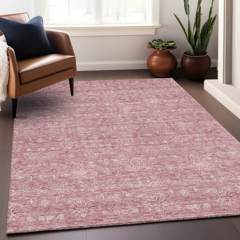 Premium Machine Washable Prisco Blush Rug, Rectangle 2'6" x 3'10"