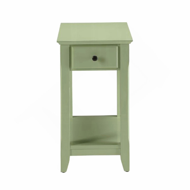 Plateau rectangulaire en bois avec un tiroir, vert clair