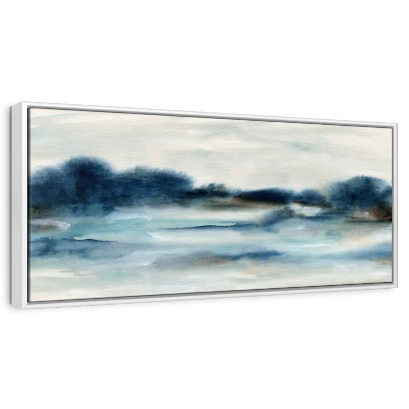 Vue panoramique sur la baie, Cadre flottant blanc, 37 po x 13 po