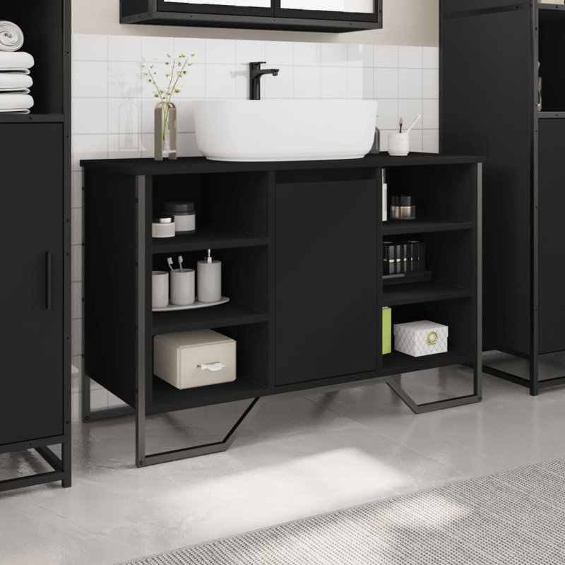 9-5 Bathroom Sink Cabinet 91x35x60 cm Engineered Wood, Black