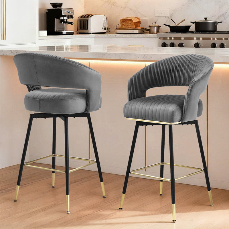 Tabouret de bar rotatif 29,5 po Roellig, Gris