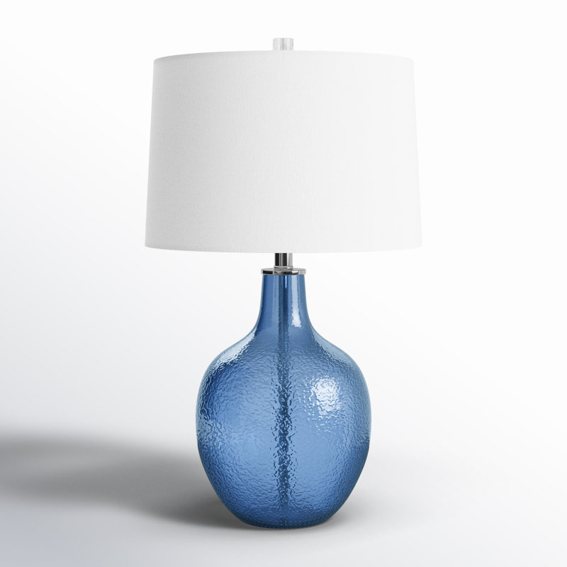 Nadine Modern Blue Glass Urn Table Lamp - 17"
