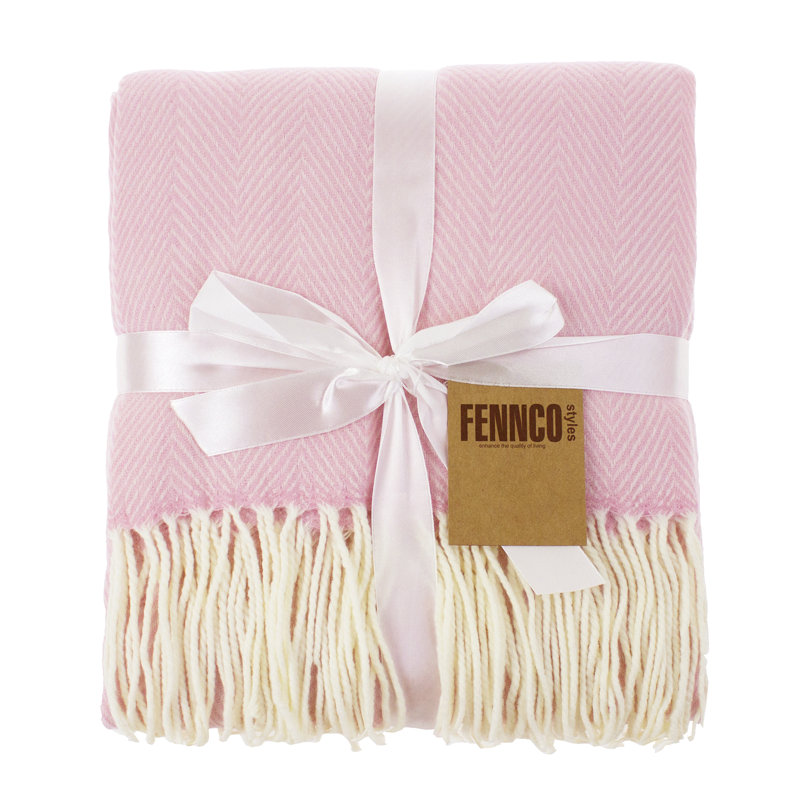 Jeté à franges Aqua, Rose