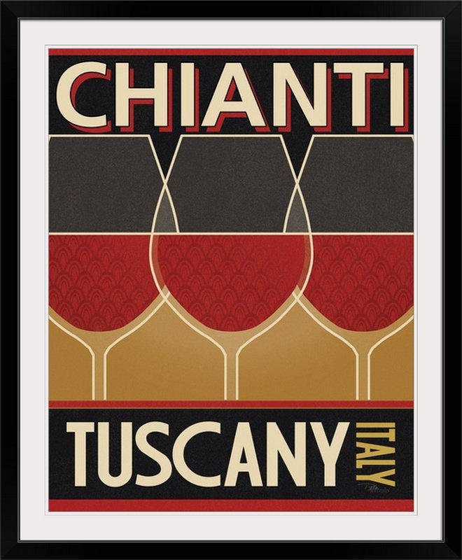 'Chianti Vintage Advertisement, 28" H x 24" W x 1" D, Black Framed