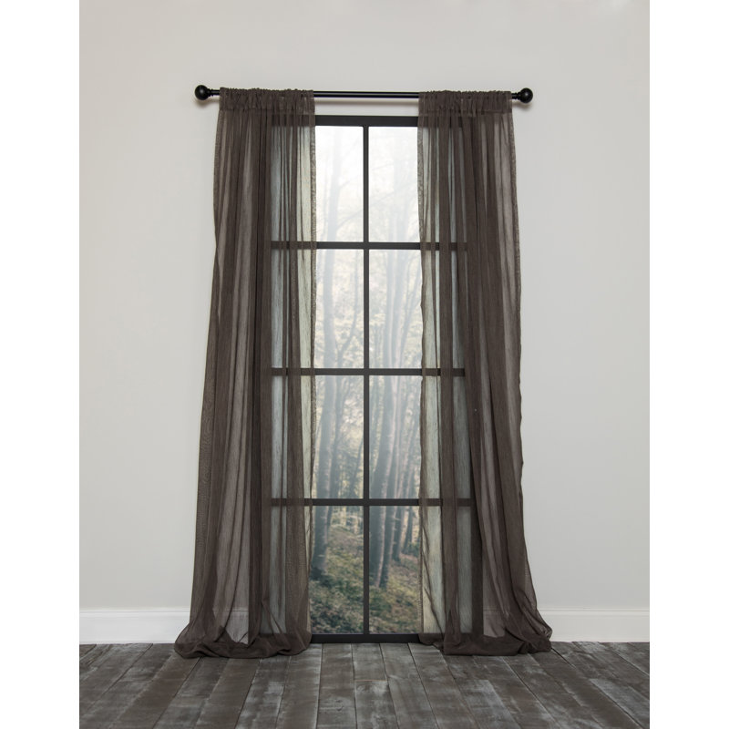 Baltej Semi Sheer Curtain Single Panel, 54" x 96", White