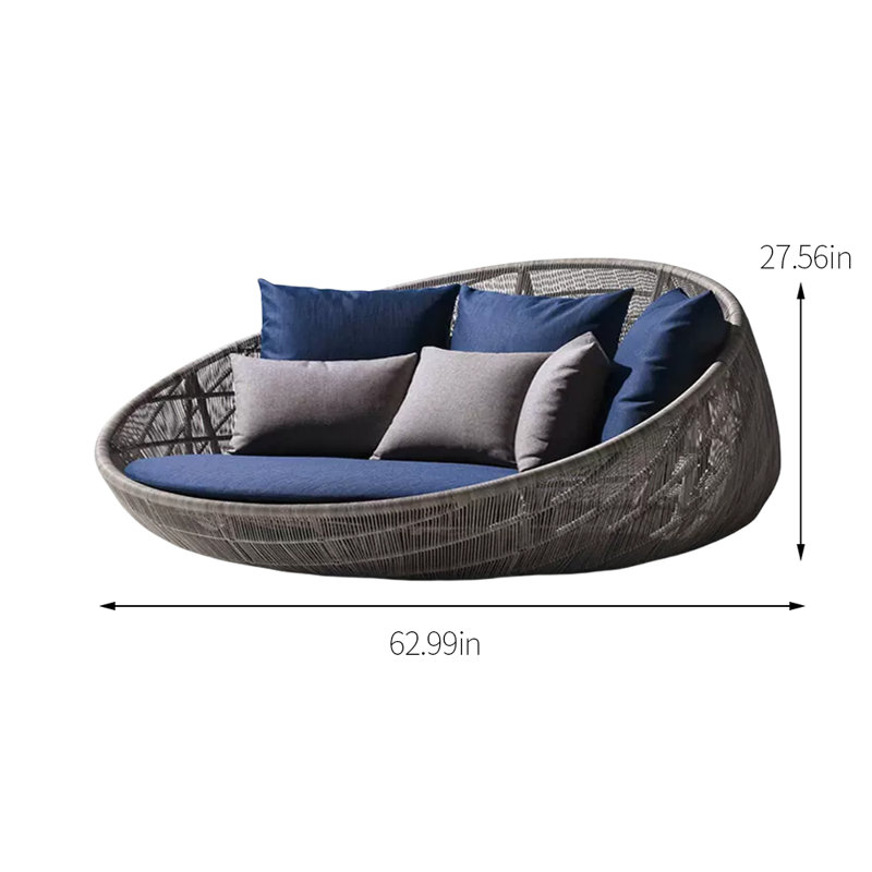 Lit de jour d'extérieur rond en rotin pour patio 62,99 de large