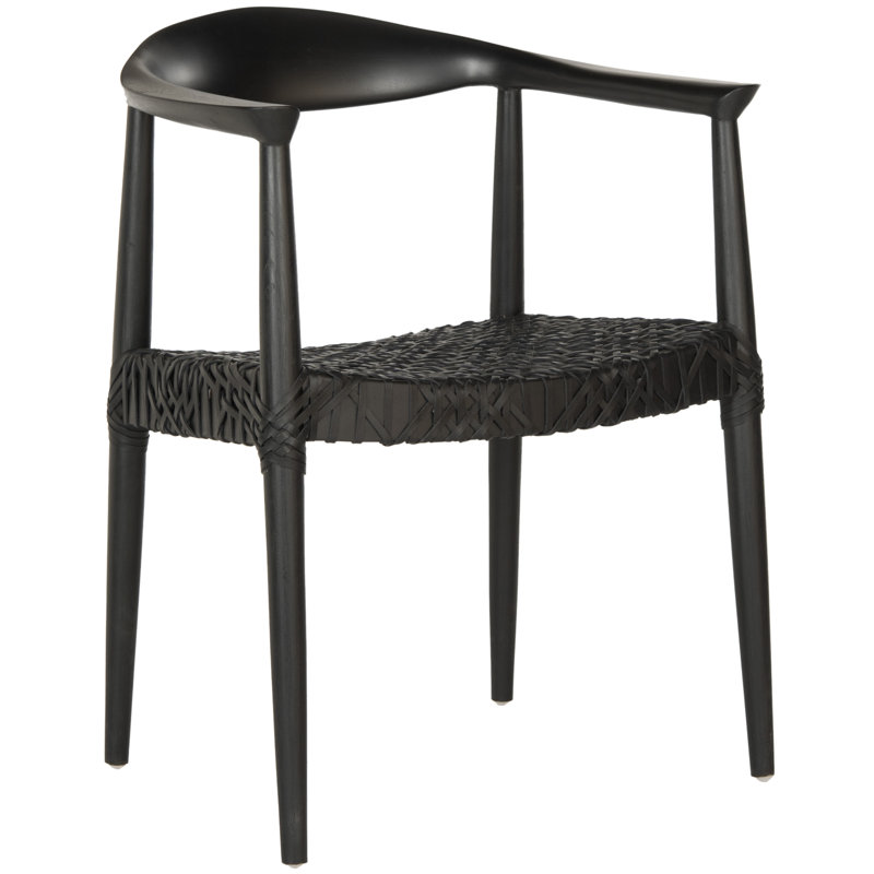 Solid Teak Wood Arm Chair in Black